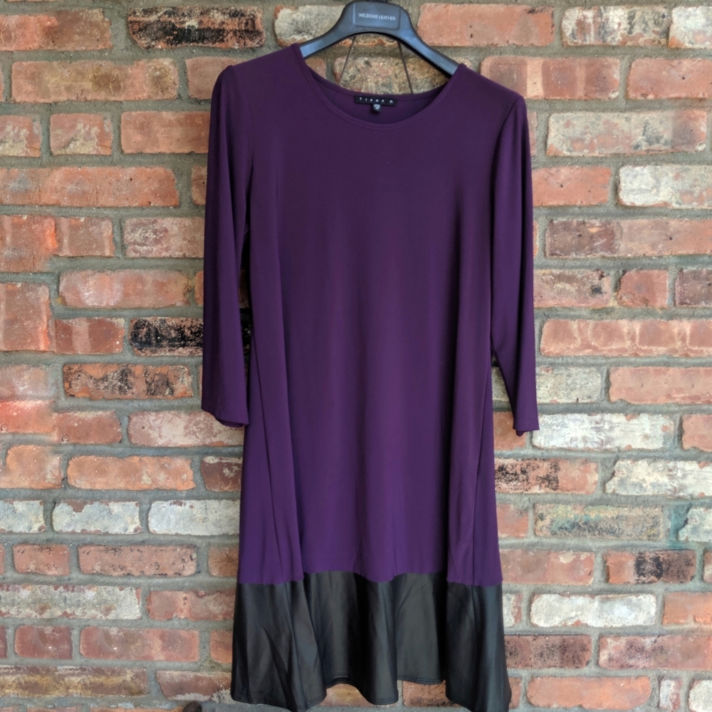 Tiana B purple slinky swing dress with leather